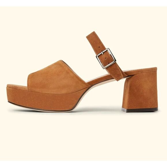 M.Gemi Bella Sandals Brown Italian Suede Leather Block Heel Platform Size 9 - Picture 1 of 11